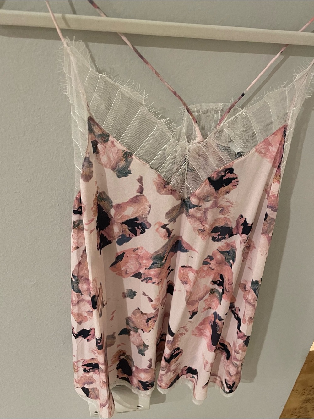 Iro  Lace Trim Satin Cami Slip - Pink Floral